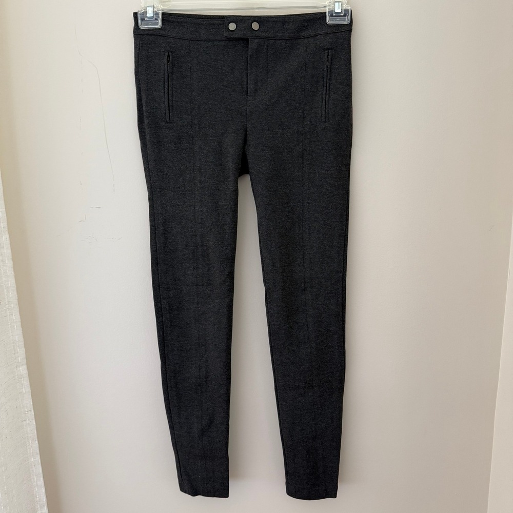 Vince Women's Gray Slim Fit Ponte Knit Pants Trousers Front Zip Pockets Size 2